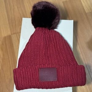 Love Your Melon Burgundy Knit Pom-Pom Beanie
